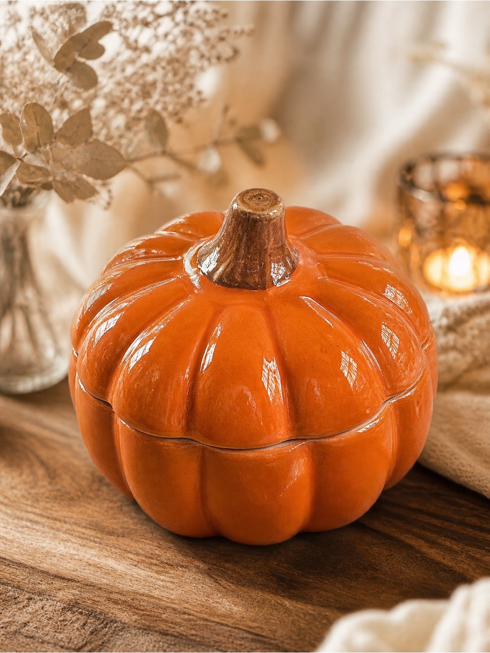 Hobby Lobby Ceramic Pumpkin Soup Tureen / Covered Serving Dish –